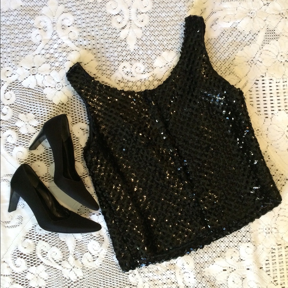 ❤️True vintage 60's Black sequin crop top